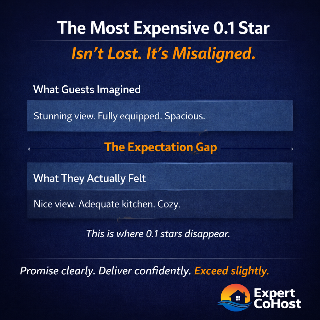 Airbnb listing expectations vs. reality — the expectation gap is where most 0.1 stars quietly disappear