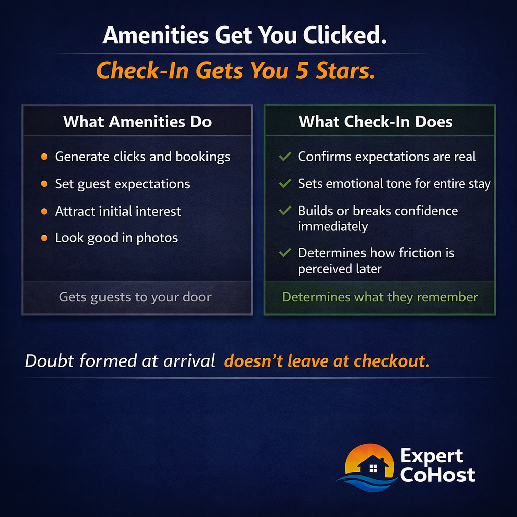 Airbnb check-in experience matters more than amenities — what gets guests to your door is different from what determines what they remember