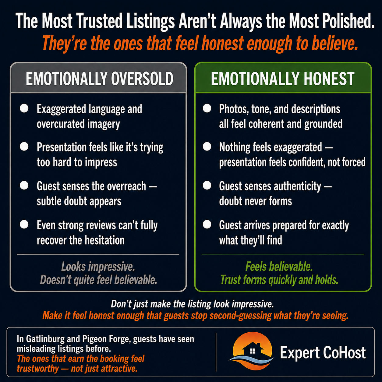Airbnb listings that feel emotionally honest — grounded, coherent, and not oversold — build guest trust faster than polished but exaggerated ones, and produce better-matched guests as a result.